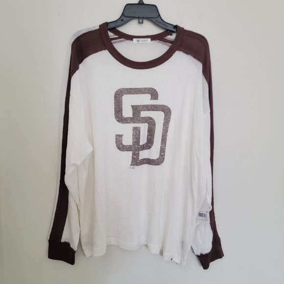 ‘47 Brand Tops - 47 Womens San Diego Padres 2X Caribou Long Sleeve Shirt NWT Baseball 100% Cotton